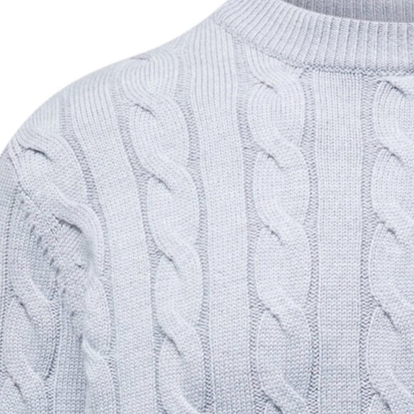 NWT Vallier Dalston 100% Merino Wool Cable Knit Sweater -Unisex, Heather Grey, M - Picture 3 of 5